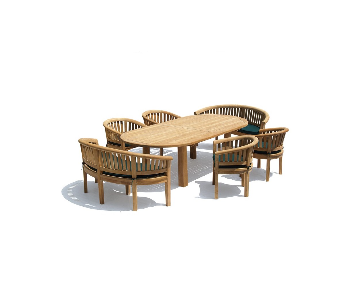 Titan Oval Contemporary Teak Dining Set
