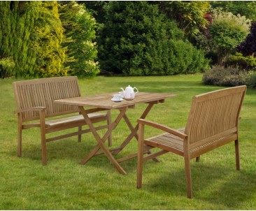 Rimini Teak Table and Benches Set - Stacking Chairs