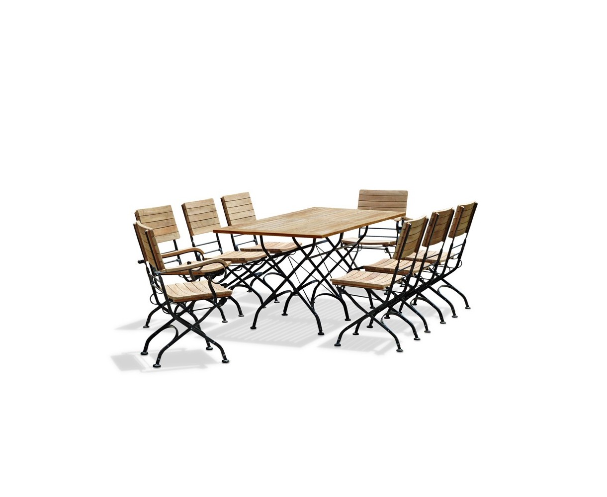 Rectangular Teak Bistro Dining Set with 8 Chairs