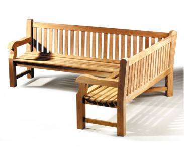 Balmoral Teak Wooden Corner Garden Bench (Right Orientation) - 