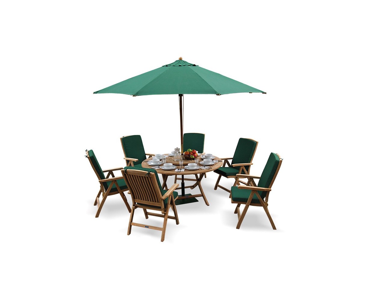 Suffolk Round Folding Table and 6 Reclining Chairs Set