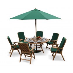 Suffolk Round Folding Table and 6 Reclining Chairs Set