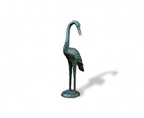 Medium Crane With Head Down Brass Ornament - Metal