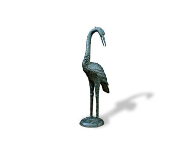 Medium Crane With Head Down Brass Ornament - Garden Ornaments