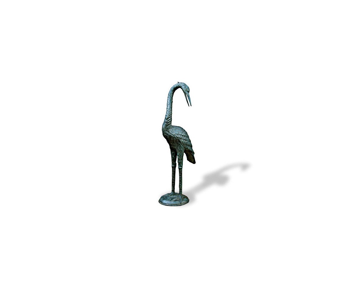 Medium Crane With Head Down Brass Ornament - Outdoor Accessories