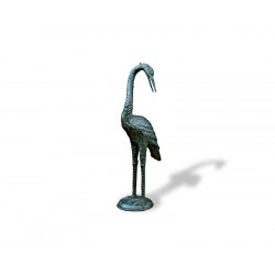 Medium Crane With Head Down Brass Ornament