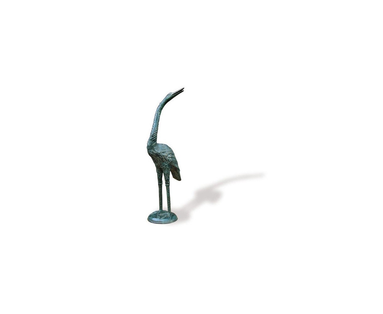 Medium Sized Crane With Head Up Brass Ornament - Garden Gift