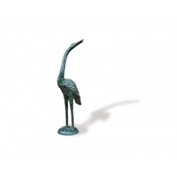 Medium Sized Crane With Head Up Brass Ornament
