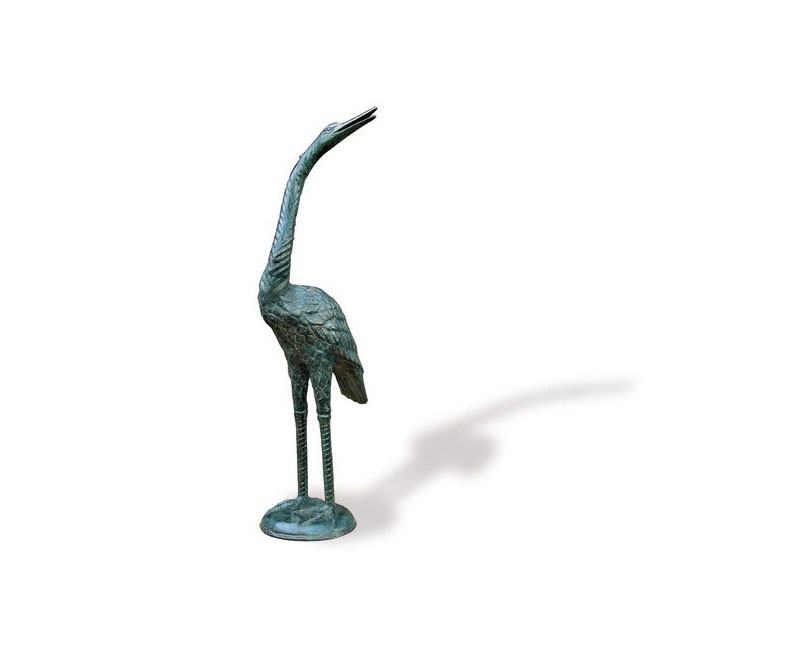 Medium Sized Crane With Head Up Brass Ornament Garden Gift