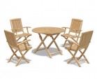 Suffolk Folding Round Garden Table and 4 Armchairs Set
