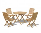 Suffolk Folding Round Garden Table 1m and 4 Dining Chairs set