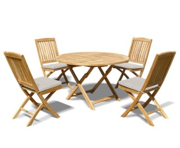 Suffolk Round Folding Garden Table and 4 Bali Chairs Set