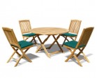 Suffolk Teak Folding Round Garden Table and 4 Bali Chairs Set