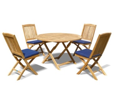 Suffolk Round Folding Garden Table and 4 Bali Chairs Set