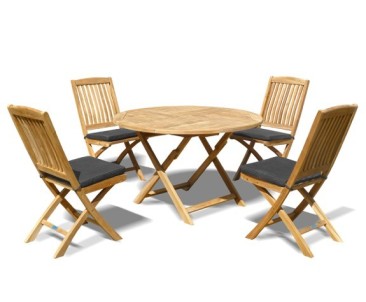 Suffolk Round Folding Garden Table and 4 Bali Chairs Set