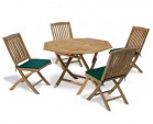 Suffolk Teak Octagonal Folding Garden Table and 4 Bali Chairs Set