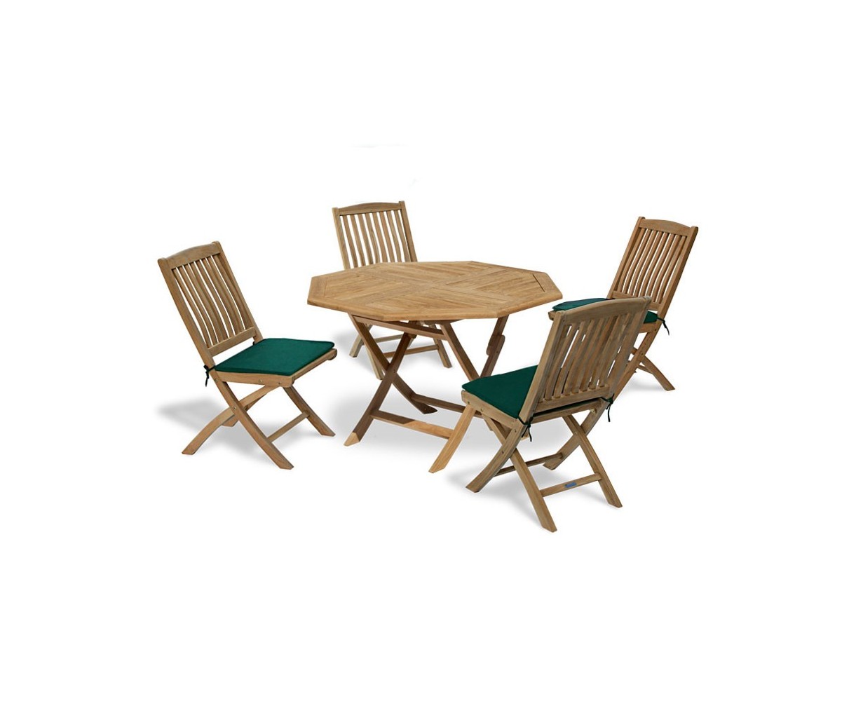 Suffolk Teak Octagonal Folding Garden Table and 4 Bali Chairs Set