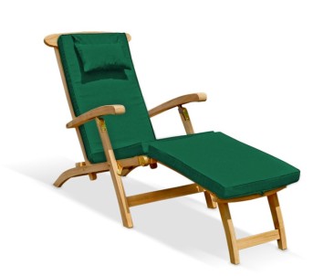 Halo Teak Steamer Chair with Cushion & Brass Fittings
