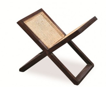 Rattan and Teak Wooden Magazine Rack - Teak