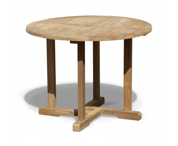 Canfield Teak Round Outdoor Dining Table, Foldable Round Outdoor Dining Table