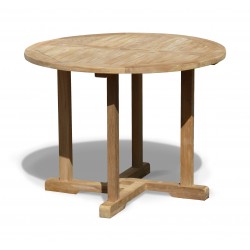 Canfield Teak Round Outdoor Dining Table - 1m