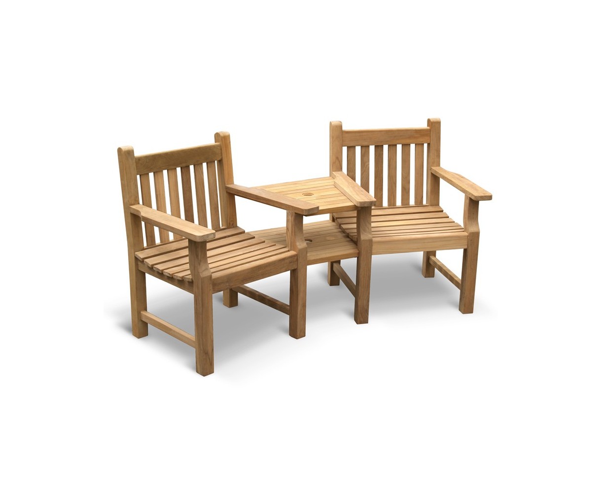 Taverners Garden Teak Companion Seat - Jack and Jill Seat