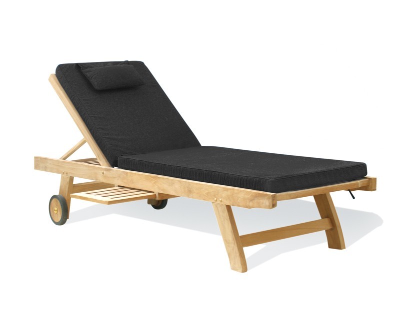 Teak Wooden Garden Sun Lounger with Cushion