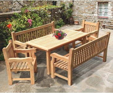 Balmoral 6ft Dining Table and Benches Set - 1.8m