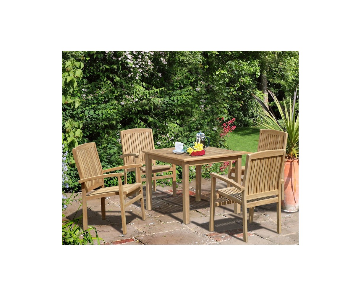 Sandringham 4 Seater Garden Table and Stackable Chairs Set