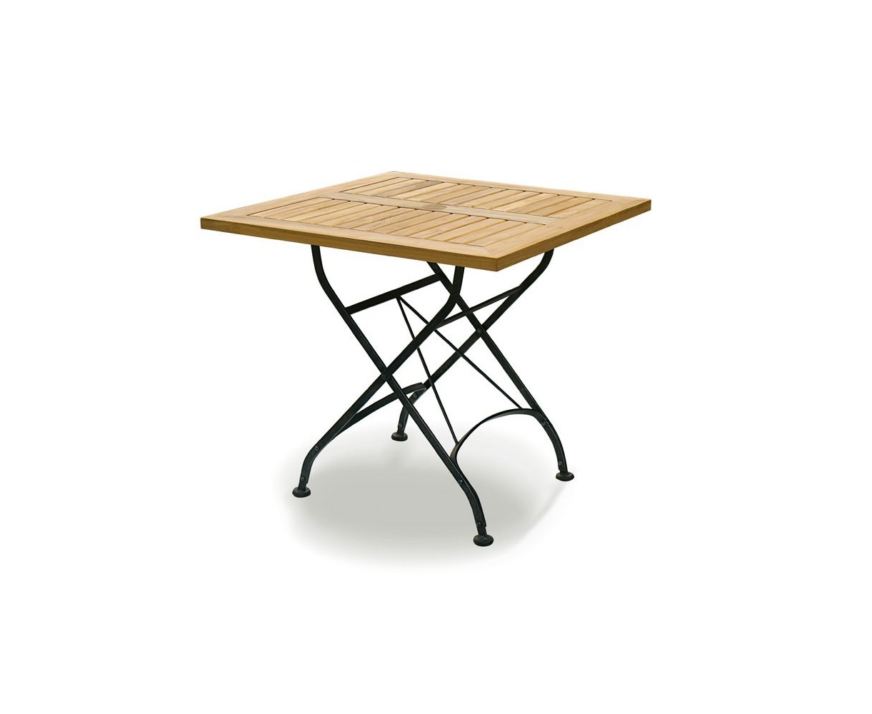 Bistro Teak Square Folding Table 80cm - Black
