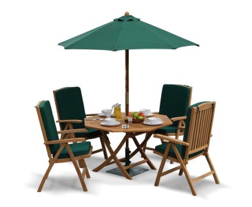 Suffolk Garden Folding Dining Table and Reclining Chairs Set - Cheltenham Sets