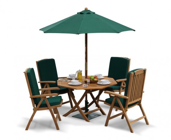 Suffolk Garden Folding Dining Table and Reclining Chairs Set