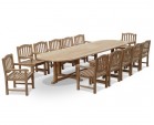 Hilgrove Large Oval Teak Garden Table and 12 Armchairs Set