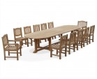 Hilgrove 12 Seater 4m Teak Oval Dining Set with Armchairs and Side Chairs