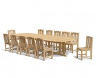 Hilgrove 12 Seater 4m Teak Oval Dining Set with Dining Chairs