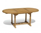 Bijou Outdoor Extending Garden Table and Folding Chairs - Patio Teak Extendable Dining Set
