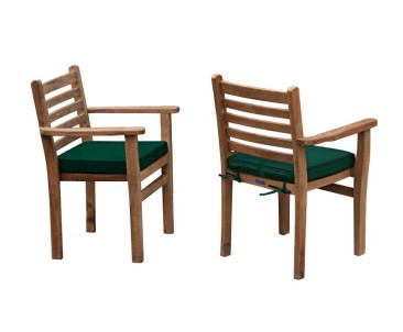 Canfield Teak Garden Table and 6 Stacking Chairs Set - Patio Teak Dining Set