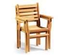 Canfield Teak Garden Table and 6 Stacking Chairs Set - Patio Teak Dining Set