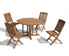 Berrington Garden Gateleg Table and Chairs Set - Patio Outdoor Drop Leaf Table and Folding Chairs