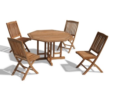 Berrington Garden Gateleg Table and Chairs Set - Patio Outdoor Drop Leaf Table and Folding Chairs - Folding Table