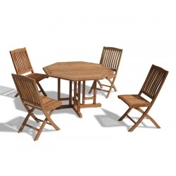 Berrington Garden Gateleg Table and Chairs Set - Patio Outdoor Drop Leaf Table and Folding Chairs