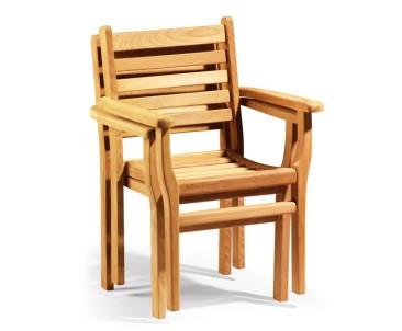 Suffolk Teak 6 Seat Octagonal Folding Table and Stacking Chairs Set