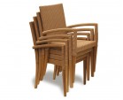 St Tropez Extending Teak Table and 8 Rattan Stacking Chairs Set