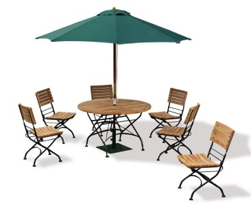 Garden Folding Bistro Dining Table and Chairs - Outdoor Patio Bistro Set - Round Table