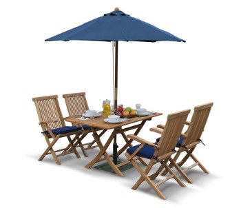 Rimini Teak Folding Garden Table and 4 Arm Chairs