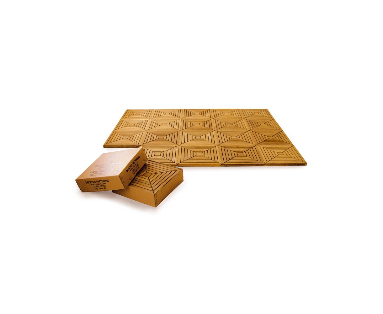 Patterned Teak Decking Tiles 1sqm - 4pcs