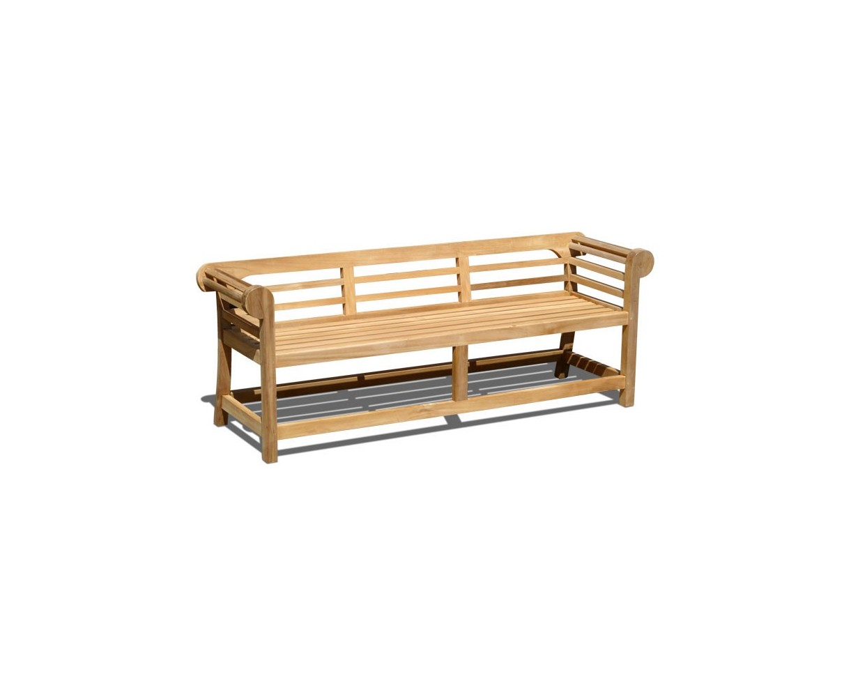 Low Back Teak Lutyens-Style Bench - 1.95m