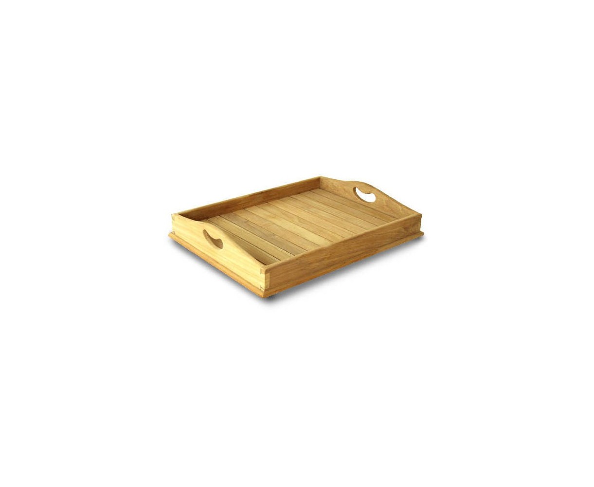 Teak Serving Tray - Straight Slats