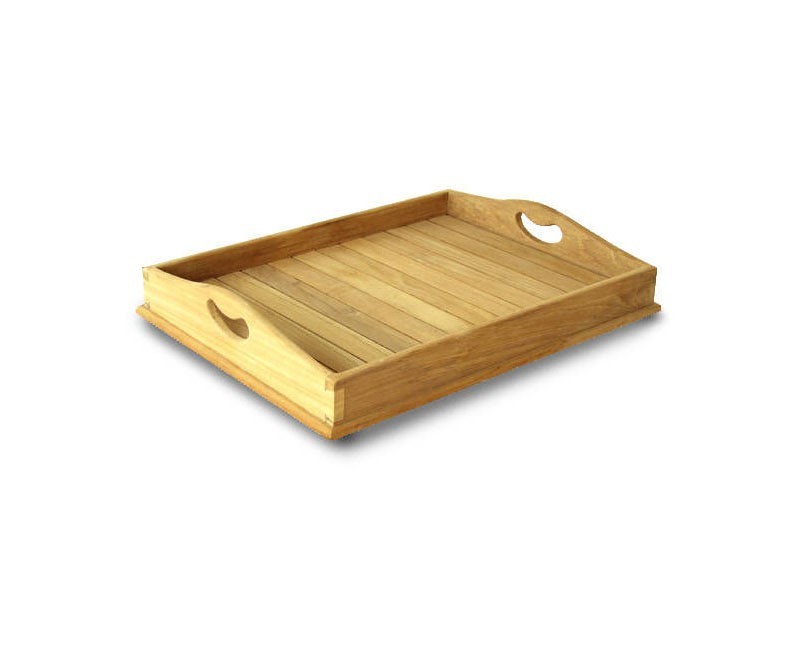 Teak Serving Tray Straight Slats
