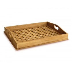 Wooden Teak Serving Tray - Cross Slats